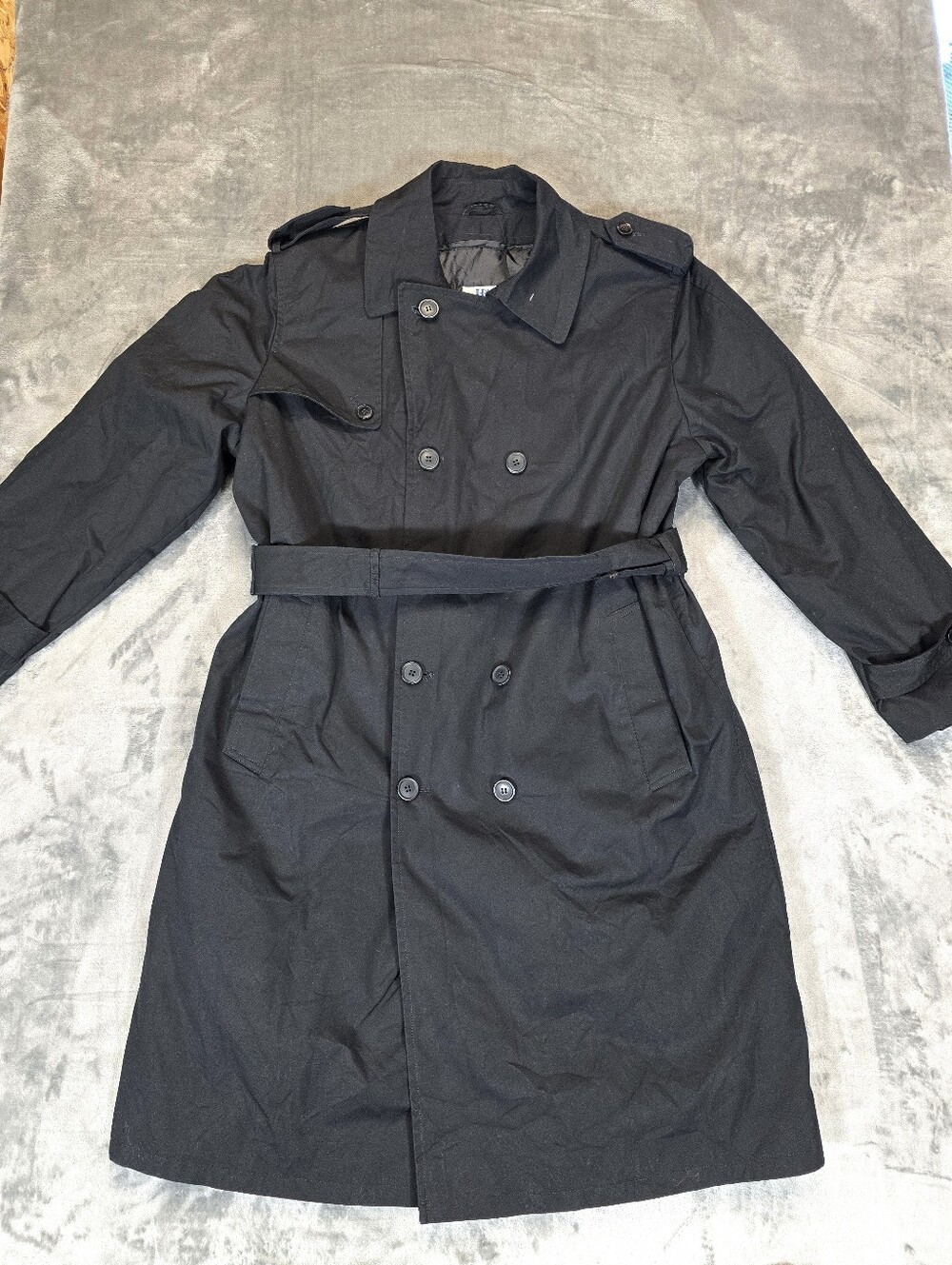 Vtg Hanover Uniform Co. Military Trench Officer Coat Jacket 3M Thinsulate Sz 44R